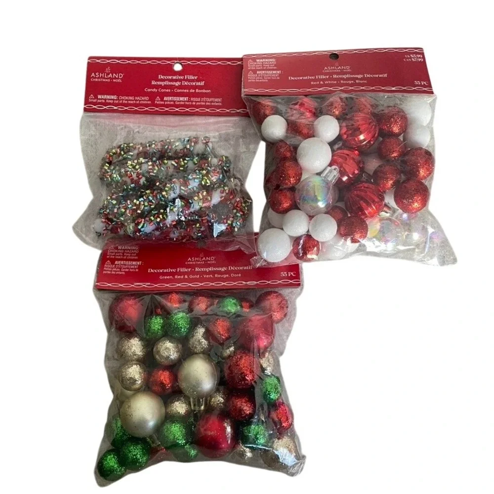 Ashland‎ Decorative Filler Ornaments Red Green Gold White Candy Cane Christmas